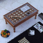 Maharana Solid Sheesham Wood Coffee Table (Design 1, Natural Finish)